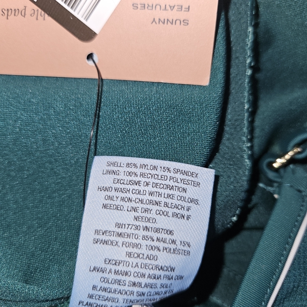 Shade & Shore NWT Green High Leg One Piece Swimsuit Women's Large Cheeky V Neck - Picture 9 of 11
